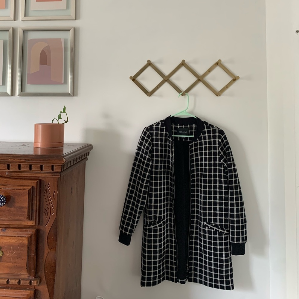 Checkered coadigan with zip